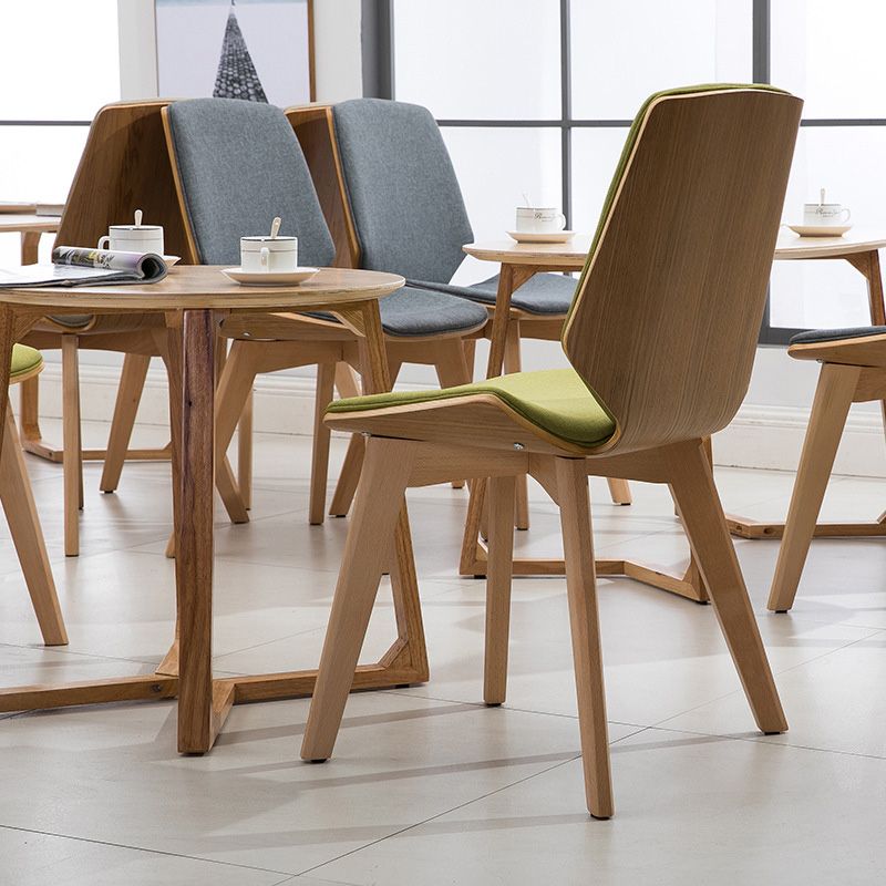Home Contemporary Side Chair Solid Back Upholstered Wood Dining Room Chair