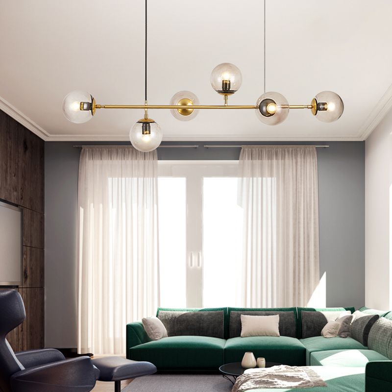 Nordic Dining Chandelier Lamp Dining Room Modern Glass Shade Ceiling Hanging Lamp Fixture