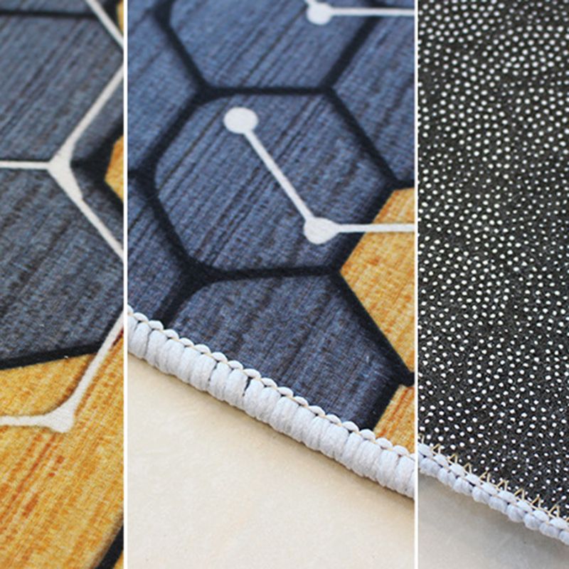 Light Blue Modern Rug Polyester Line Rug Washable Rug for Home Decor