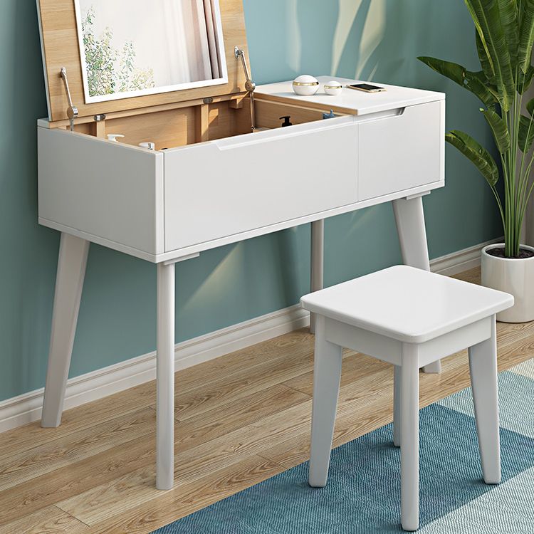 Scandinavian 29.52" Height Solid Wood Table Makeup Vanity with Mirror