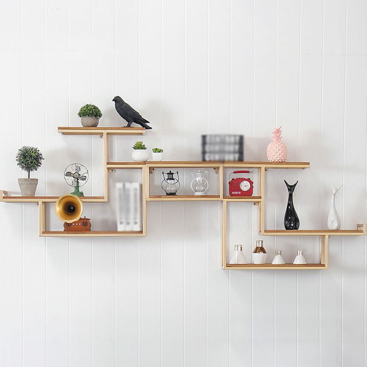 Wall Mounted Bookshelf Solid Wood Industrial Style Bookcase for Home Office