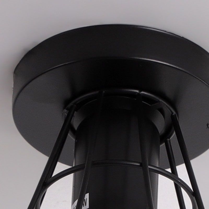 Luminaire encastré industriel à 1 lumière en métal géométrique, noir