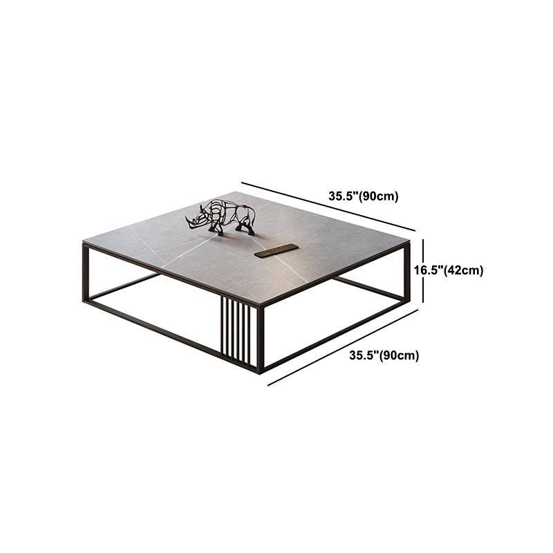 Glam 16.5" H Rectangle/Square Slate Coffee Table Steel Frame Cocktail Table