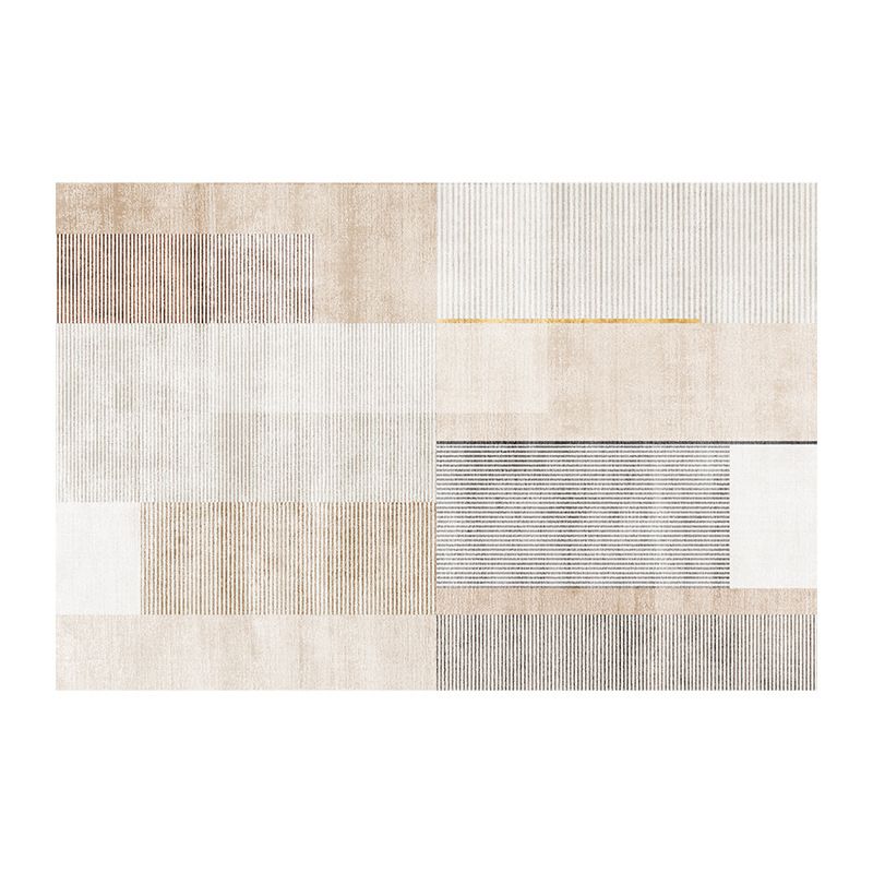 Light Grey Casual Rug Polyester Striped Indoor Rug Washable Rug for Home Decor