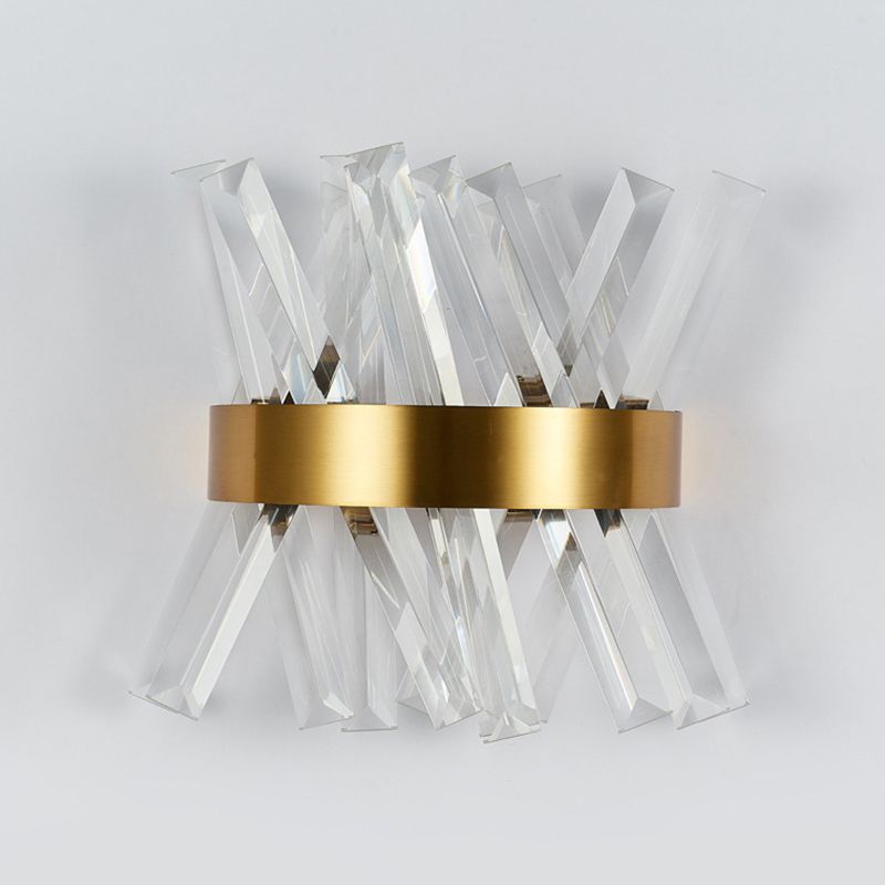 Geometric Shape Crystal Wall Light Modern Style 2 Lights Wall Light Sconce in Gold