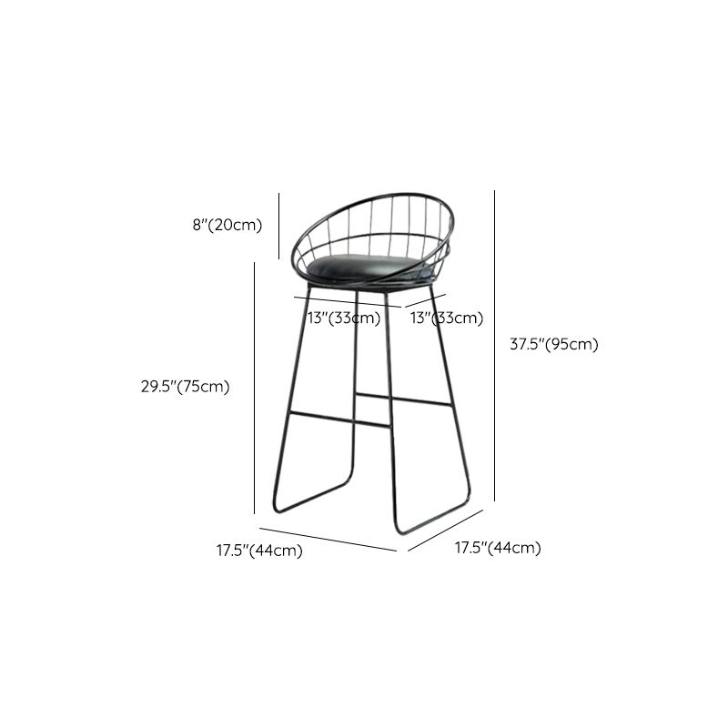 Modern Armless Counter Stool Iron Cafe Bar Stool with Seat and Pedal