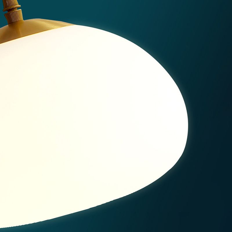 Glass Shaded Hanging Ceiling Light Modern Style Pendant Lighting Fixture in White