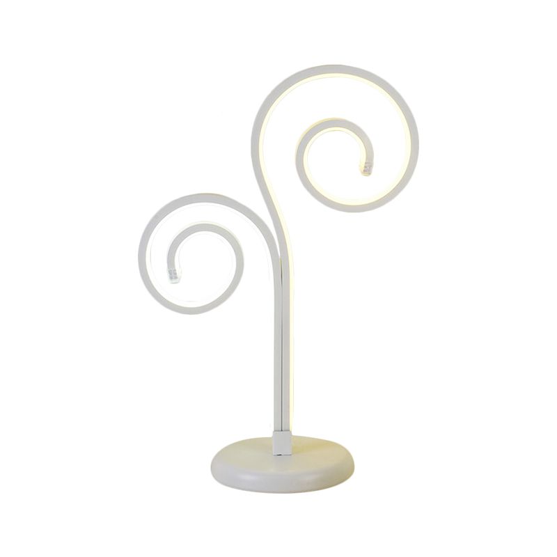 Metallic Swirling Nightstand Lamp Contemporary Black/White/Gold LED Desk Light with Circle Pedestal