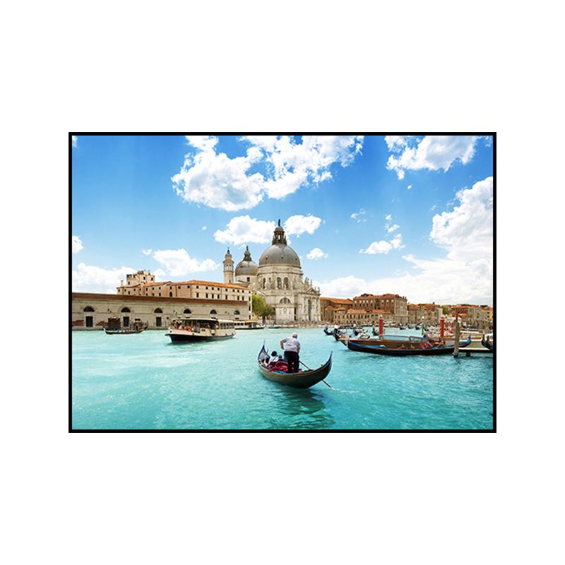 Scandinavian Water City Wrapped Canvas Soft Color for Drawing Room Wall Art Print