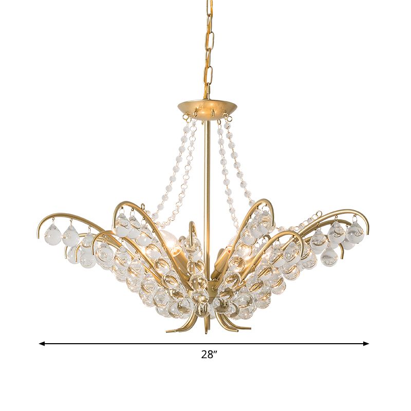 Chandelier de plafond de bougie traditionnelle 6 lumières LAMPE SUSPENSION CRISTAL CRISTAL EN GOL pour le salon