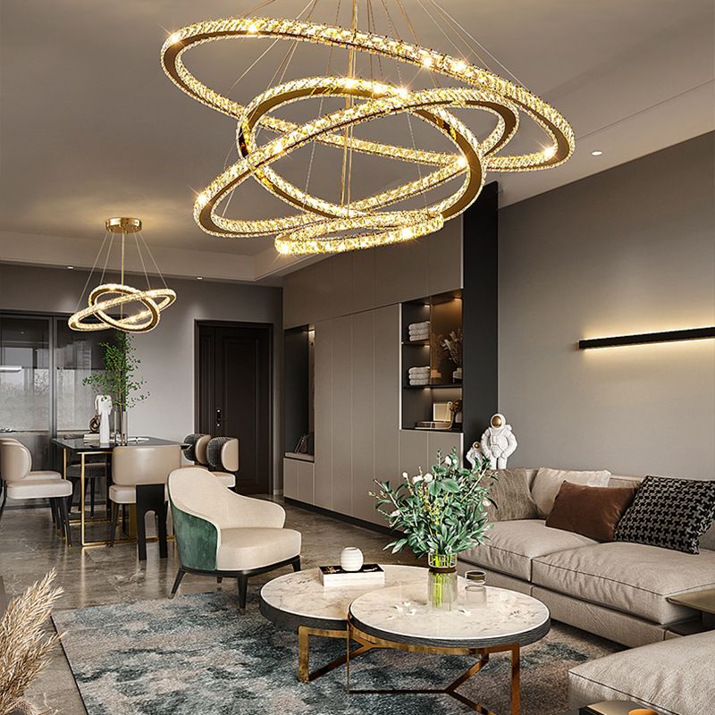 Zeitgenössische mehrschichtige Decke hängende Licht mit Kristallschatten für Esszimmer