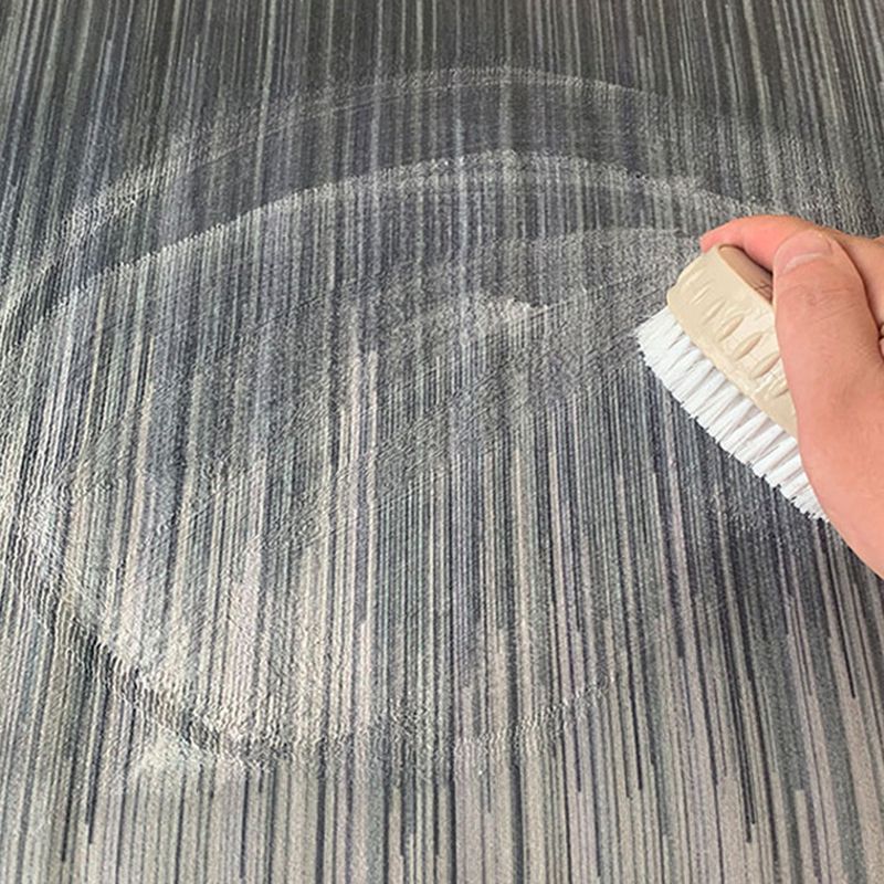 Dark Gray Modern Rug Polyester Pinstripe Rug Stain Resistant Rug for Living Room