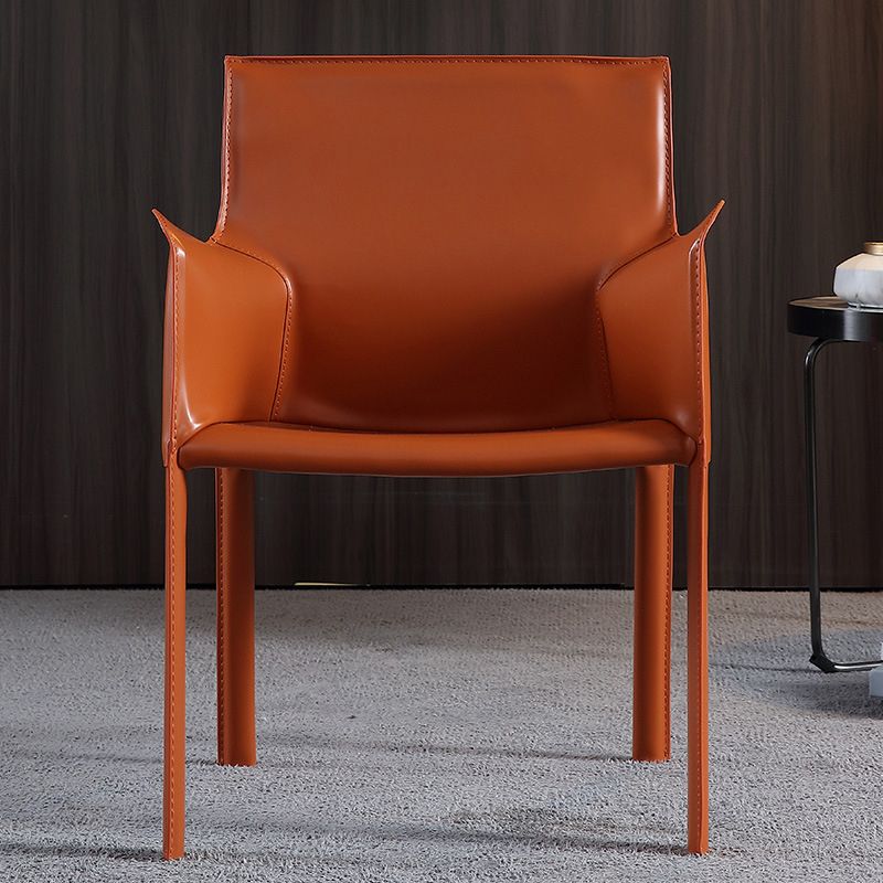 Solid Back Dining Chair Designer Style Leather Meeting Room Arm Chair