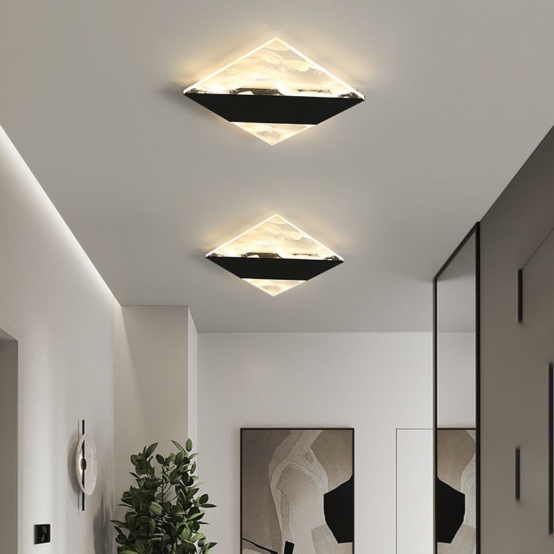 Lámpara de techo de plumas de hierro forjado con montaje empotrado LED geométrico creativo moderno con pantalla acrílica