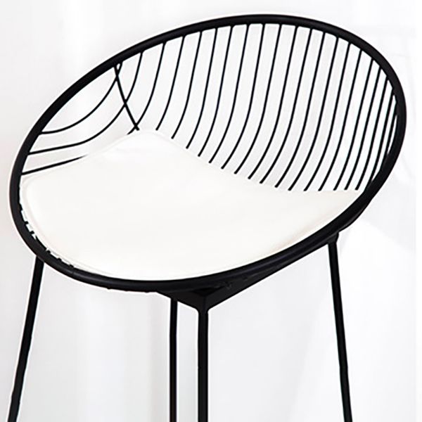 Glam Armless Backrest Counter Stool Iron Bar Stool with Footrest