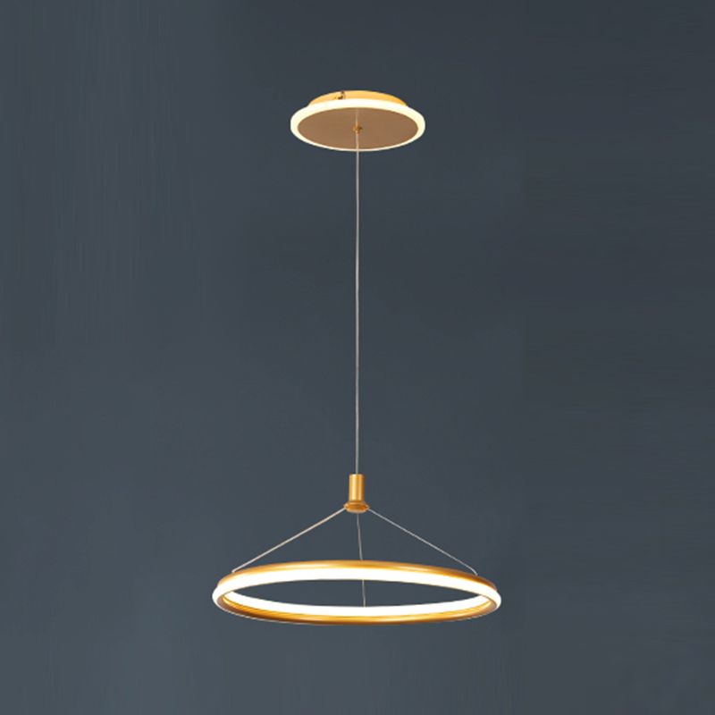 Lumo circolare a livello singolo leggero moderno lampadario in metallo Apparecchio di illuminazione