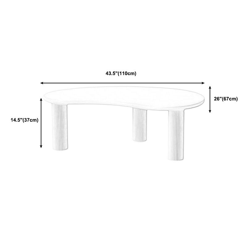 Geometric White Wood Coffee Table 3 Legs Modern Cocktail Table