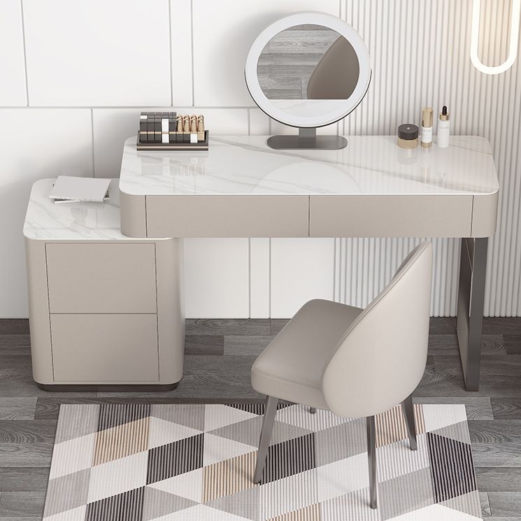 Contemporary 30.7" Height Stone Top Table Makeup Vanity with Drawers