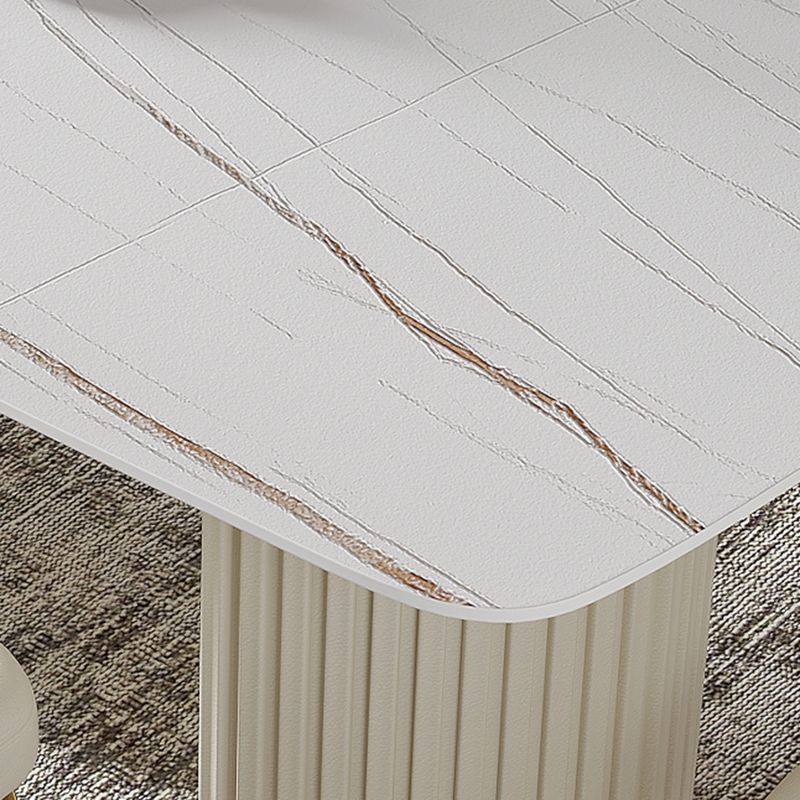 Contemporary Dining Rectangle Table Sintered Stone Table with Metal Legs for Home