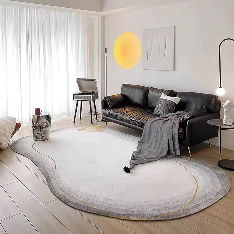 White Casual Rug Polyester Clouds Rug Non-Slip Backing Rug for Drawing Room