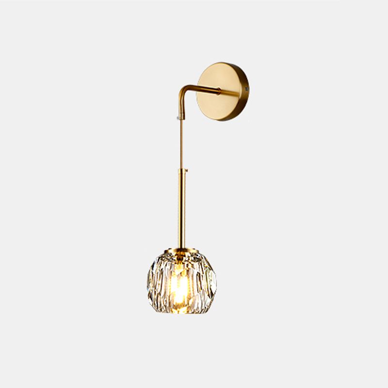 Nordic Metal Wall Light Globe Gold Wall Sconce with Crystal for Bedroom