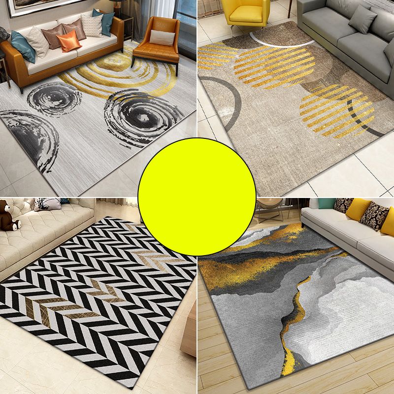 Multicolor Modern Rug Polyster Geo Printed Area Carpet Non-Slip Backing Washable Easy Care Indoor Rug for Parlor