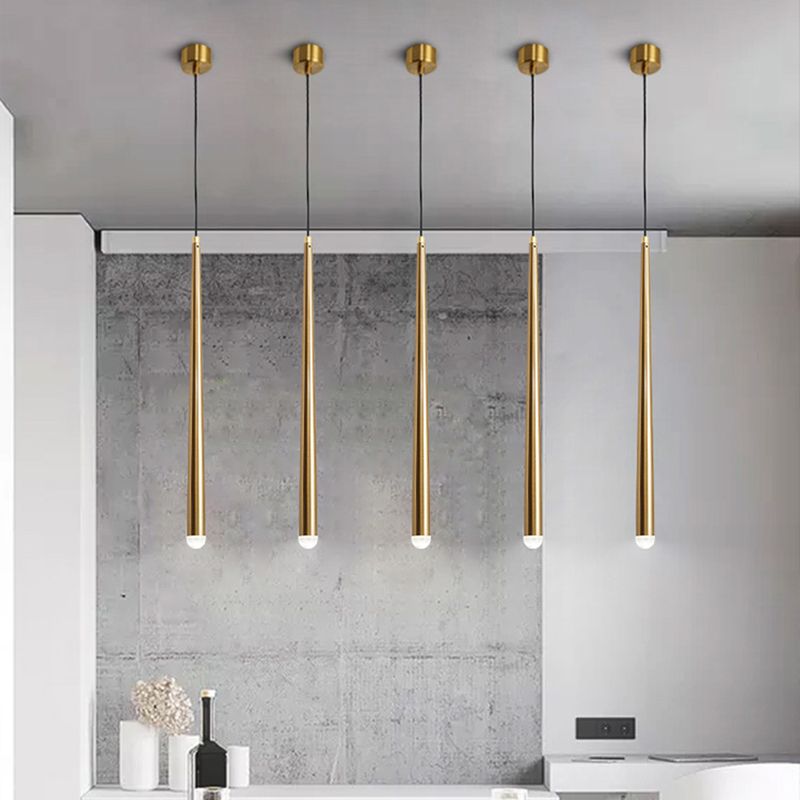 Modern Style Line Shade Hanging Light Metal Multi Light Pendant Lamp for Bedroom