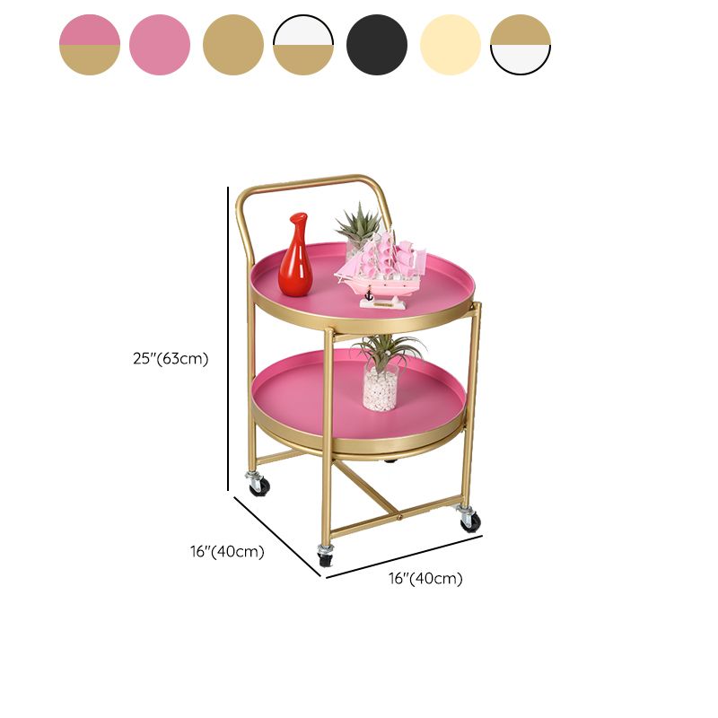 Modernistic Style Accent Side Table Round Metal Living Room Corner Table