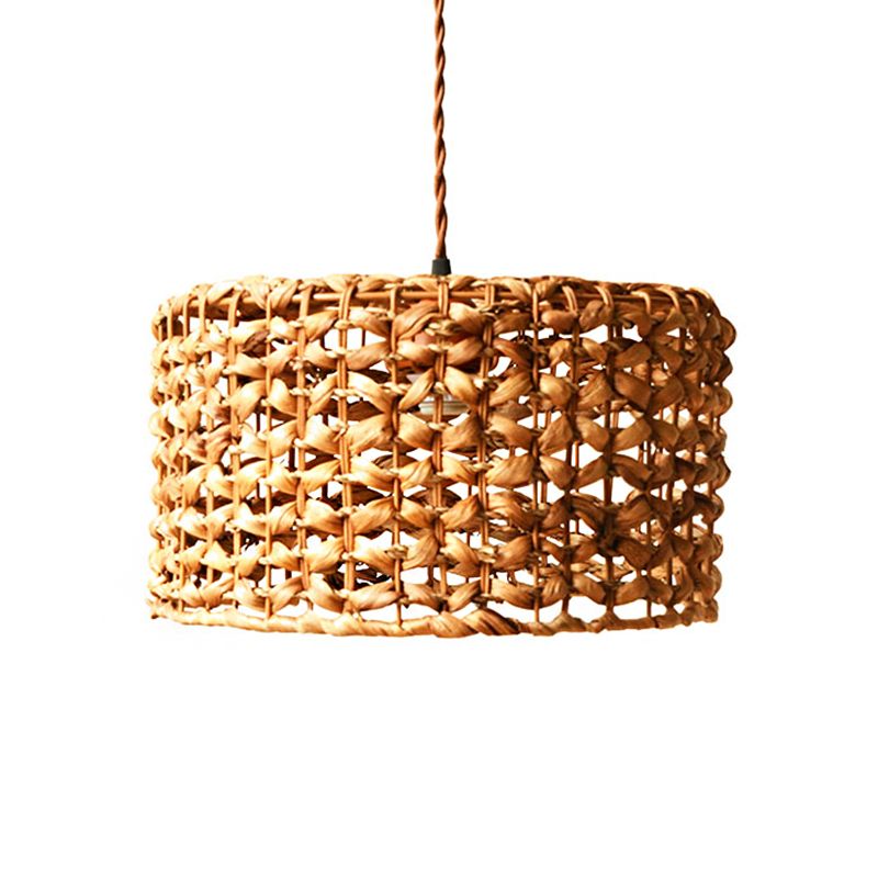 Accensione a ciondolo marrone Accensione tradizionale Rattan 1 Bulbo Kit lampada sospesa per sala da pranzo