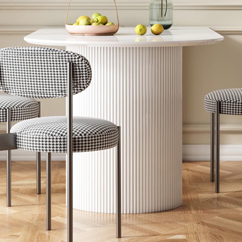 Stone Top Dining Table Modern Double Pedestal Table in White