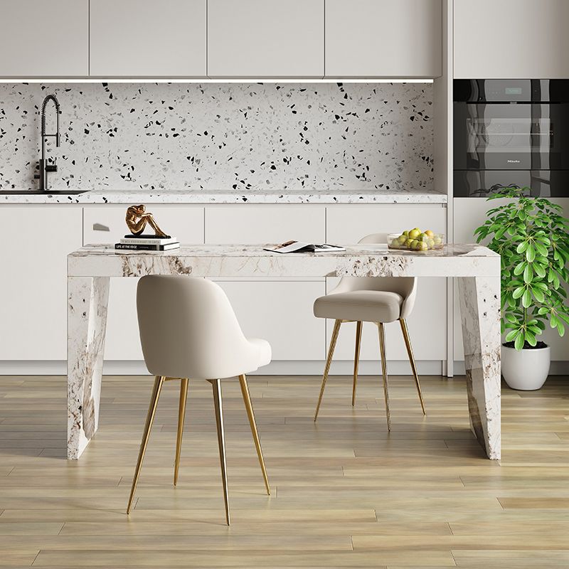 1/3 Pieces Glam Style Rectangle Sintered Stone Counter Table with High Stools