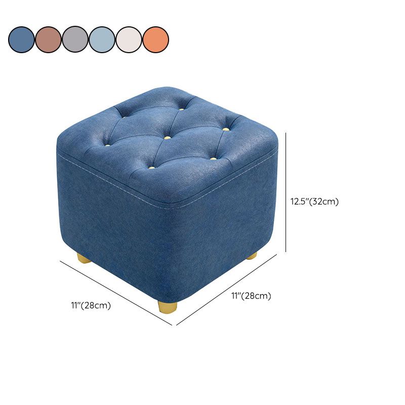 Solid Color Leather Standard Stool Modern Simple Square Upholstered Stool