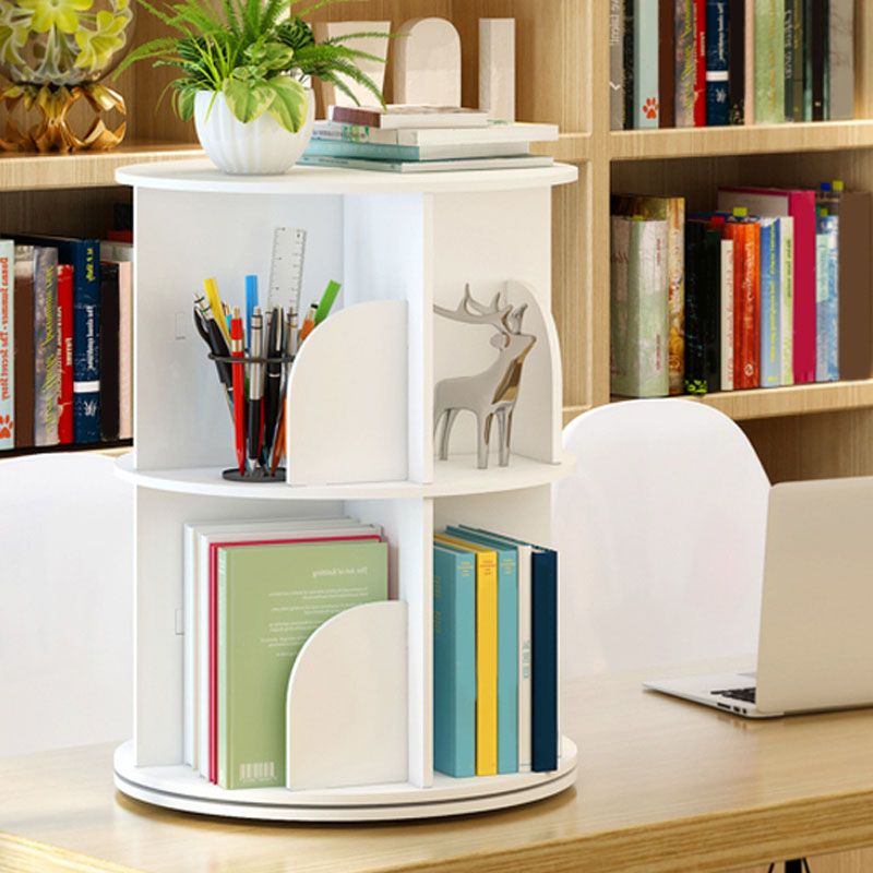 Modern Engineered Wood Bookcase, White, Geometric Bookshelf for Any Room