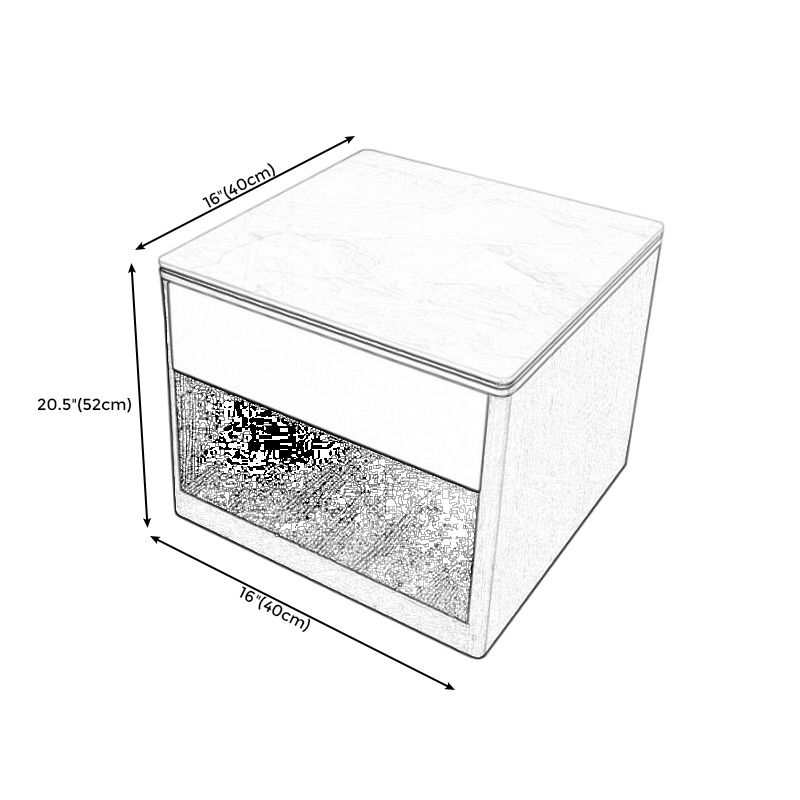 Stone Block 1-Drawer Shelf Included Side Table with Wood Accents - 20.47" H