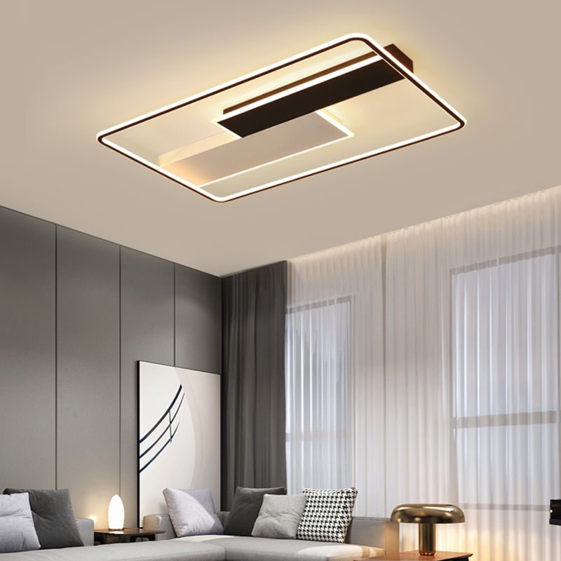 Minimalisme LED Metal Flush Light Black Flush Mount Ceiling Light for Living Room