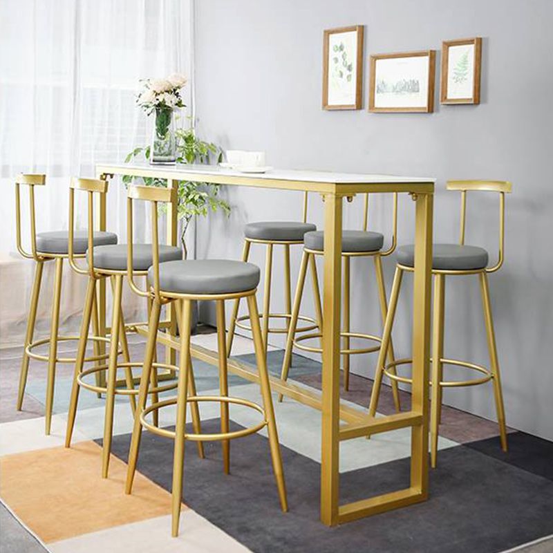 Nordic Bar Table Rectangle Stone Top Bistro Table with Pedal