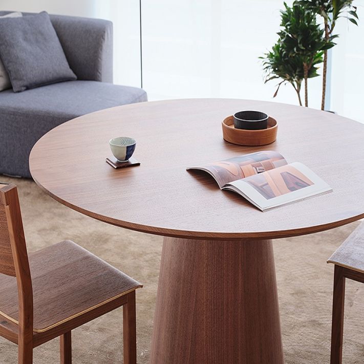 Contemporary Round Dinette Table Solid Wood Pedestal Dining Table