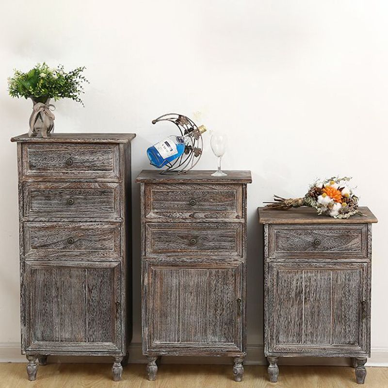 Industrial Turned Legs Accent Cabinet with Door and Drawers Storage Cabinet