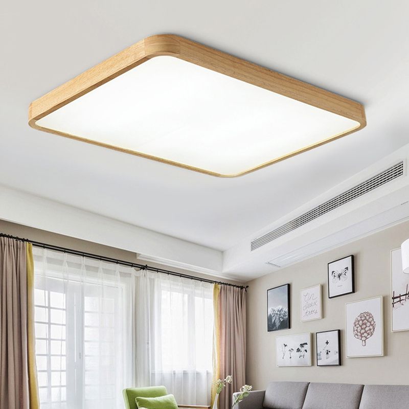 Rectangular Flush Ceiling Light Fixtures Modern Wood Flushmont