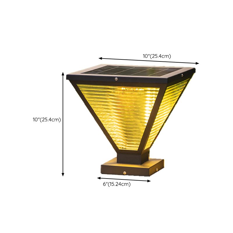 Geometric Shape Metal Outdoor Light Modern Style 1 Light Solar Pillar Lights in Black