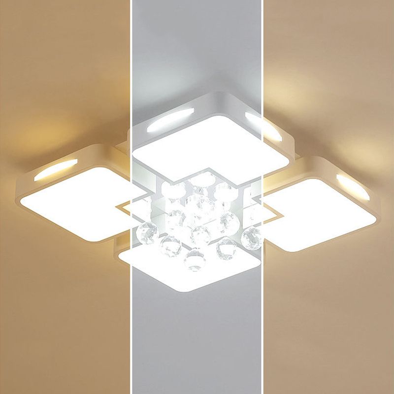 Geometría blanca LED semiincrustado estilo moderno y de lujo lámpara de techo interior de cristal, con pantalla de acrílico