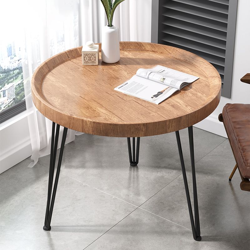 Open Shelf Tray Top Coffee Table Wood Round Coffee Table Minimalist