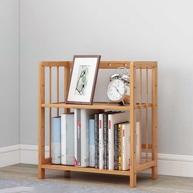 Manufactured Wood Etagere Bookshelf Natural Modern Open Bookcase for Classroom
