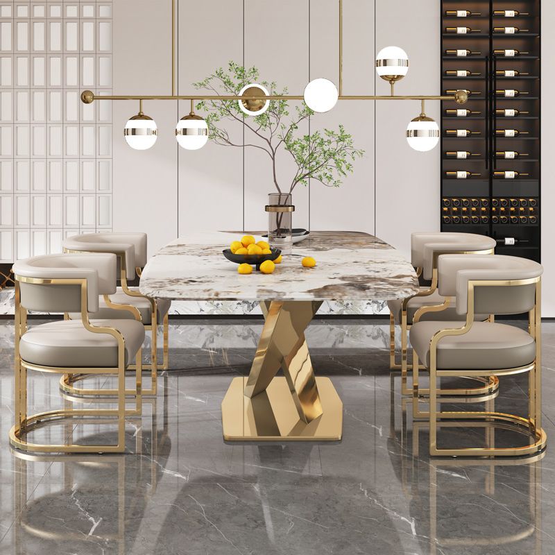 Upholstered Dining Chairs Glam Style Open Back Dining Chair for Dining Room