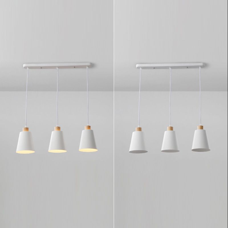 Conical Dinning Room Hanging Ceiling Light Wood Minimalist Style Hanging Lamp Kit