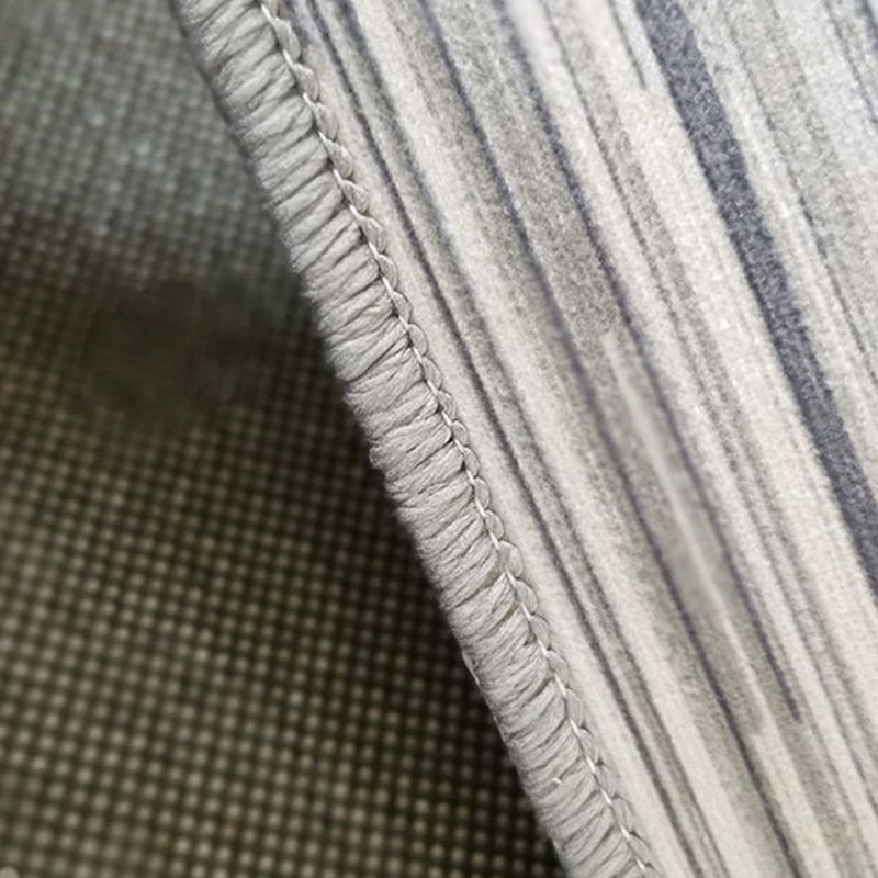 Dark Gray Modern Rug Polyester Pinstripe Rug Stain Resistant Rug for Living Room
