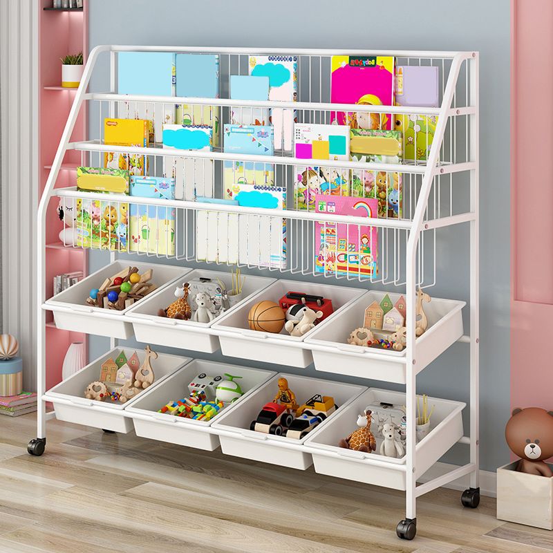 Metal and Plastic Bookshelf Scandinavian Bookcase for Home Office