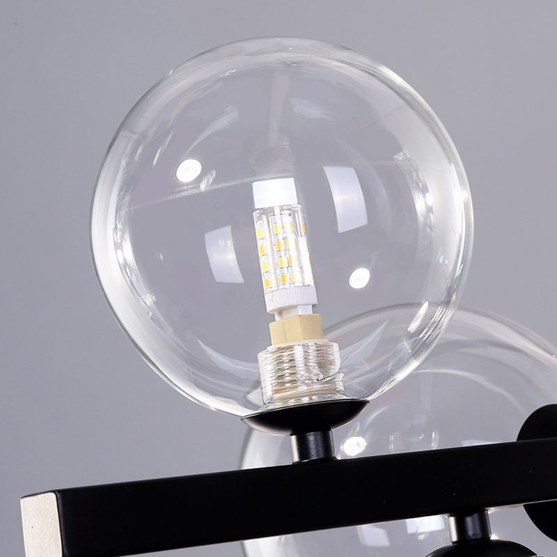 Metal and Clear Glass Shade chandelier light, Simple Linear island lighting fixtures