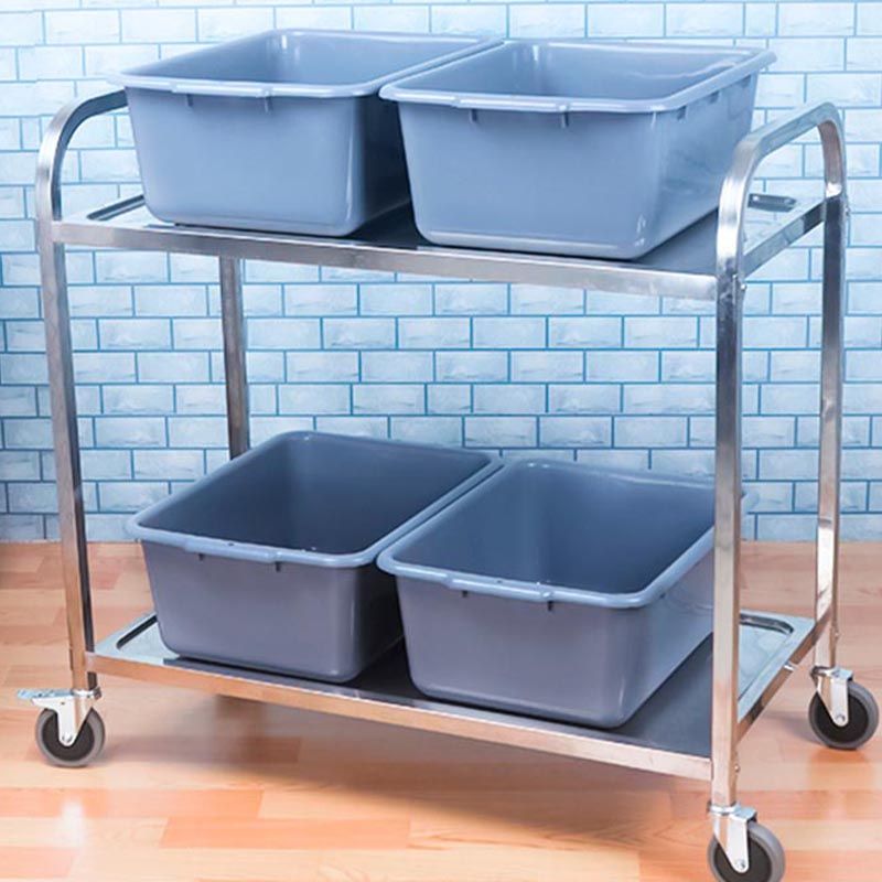 Contemporary Rolling Prep Table Metal Prep Table with Open Storage