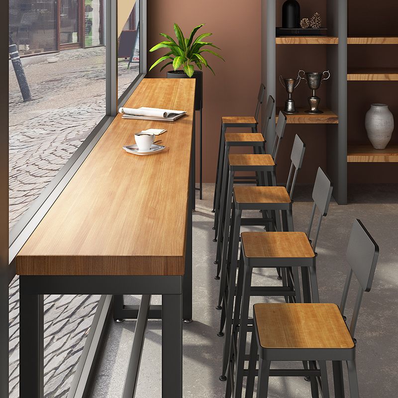 Modern Style Rectangle Bar Table Solid Wood Bar Dining Table with Footrest